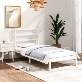 White solid wood single bed frame 90x190 cm by , Beds and slatted bases - Ref: Foro24-3104899, Price: 85,99 €, Discount: %