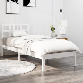 White solid wood single bed frame 90x190 cm by , Beds and slatted bases - Ref: Foro24-3105371, Price: 90,04 €, Discount: %