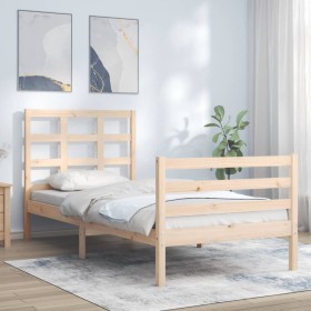 Bed frame with solid wood headboard by , Beds and slatted bases - Ref: Foro24-3193951, Price: 87,99 €, Discount: %