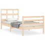 Bed frame with solid wood headboard by , Beds and slatted bases - Ref: Foro24-3194796, Price: 87,99 €, Discount: %