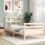 Bed frame with solid wood headboard by , Beds and slatted bases - Ref: Foro24-3194796, Price: 87,99 €, Discount: %