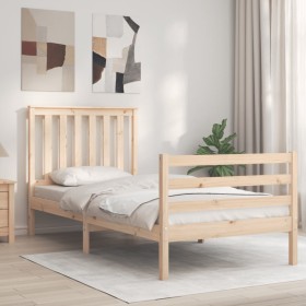 Bed frame with solid wood headboard by , Beds and slatted bases - Ref: Foro24-3194211, Price: 88,99 €, Discount: %