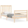 Bed frame with solid wood headboard by , Beds and slatted bases - Ref: Foro24-3194211, Price: 90,05 €, Discount: %