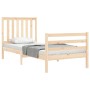 Bed frame with solid wood headboard by , Beds and slatted bases - Ref: Foro24-3194211, Price: 90,05 €, Discount: %