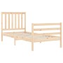 Bed frame with solid wood headboard by , Beds and slatted bases - Ref: Foro24-3194211, Price: 90,05 €, Discount: %