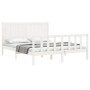 White solid wood bed frame with headboard 160x200 cm by , Beds and slatted bases - Ref: Foro24-3192632, Price: 208,02 €, Disc...