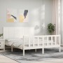 White solid wood bed frame with headboard 160x200 cm by , Beds and slatted bases - Ref: Foro24-3192632, Price: 208,02 €, Disc...