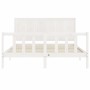 White solid wood bed frame with headboard 160x200 cm by , Beds and slatted bases - Ref: Foro24-3192632, Price: 208,02 €, Disc...