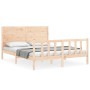 Bed frame with solid wood headboard 160x200 cm by , Beds and slatted bases - Ref: Foro24-3192761, Price: 179,82 €, Discount: %