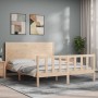 Bed frame with solid wood headboard 160x200 cm by , Beds and slatted bases - Ref: Foro24-3192761, Price: 179,82 €, Discount: %