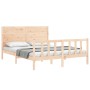 Bed frame with solid wood headboard 160x200 cm by , Beds and slatted bases - Ref: Foro24-3192761, Price: 179,82 €, Discount: %