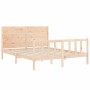 Bed frame with solid wood headboard 160x200 cm by , Beds and slatted bases - Ref: Foro24-3192761, Price: 179,82 €, Discount: %