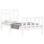 White solid wood bed frame with headboard by , Beds and slatted bases - Ref: Foro24-3193107, Price: 101,99 €, Discount: %