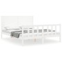 White solid wood bed frame with headboard 160x200 cm by , Beds and slatted bases - Ref: Foro24-3193217, Price: 191,05 €, Disc...