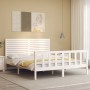 White solid wood bed frame with headboard 160x200 cm by , Beds and slatted bases - Ref: Foro24-3193217, Price: 191,05 €, Disc...