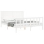 White solid wood bed frame with headboard 160x200 cm by , Beds and slatted bases - Ref: Foro24-3193217, Price: 191,05 €, Disc...