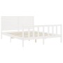 White solid wood bed frame with headboard 160x200 cm by , Beds and slatted bases - Ref: Foro24-3193217, Price: 191,05 €, Disc...