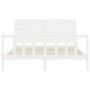 White solid wood bed frame with headboard 160x200 cm by , Beds and slatted bases - Ref: Foro24-3193217, Price: 191,05 €, Disc...