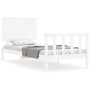 White solid wood bed frame with headboard by , Beds and slatted bases - Ref: Foro24-3193367, Price: 114,89 €, Discount: %