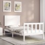 White solid wood bed frame with headboard by , Beds and slatted bases - Ref: Foro24-3193367, Price: 114,89 €, Discount: %