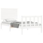 White solid wood bed frame with headboard by , Beds and slatted bases - Ref: Foro24-3193367, Price: 114,89 €, Discount: %