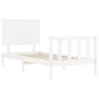 White solid wood bed frame with headboard by , Beds and slatted bases - Ref: Foro24-3193367, Price: 114,89 €, Discount: %