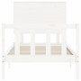 White solid wood bed frame with headboard by , Beds and slatted bases - Ref: Foro24-3193367, Price: 114,89 €, Discount: %