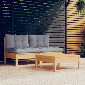 3-piece garden furniture set with pine wood cushions by , Garden sets - Ref: Foro24-3095997, Price: 229,50 €, Discount: %