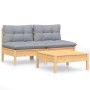 3-piece garden furniture set with pine wood cushions by , Garden sets - Ref: Foro24-3095997, Price: 217,99 €, Discount: %