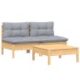 3-piece garden furniture set with pine wood cushions by , Garden sets - Ref: Foro24-3095997, Price: 217,99 €, Discount: %