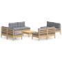 Garden furniture set 9 pieces and gray pine wood cushions by , Garden sets - Ref: Foro24-3096045, Price: 667,99 €, Discount: %