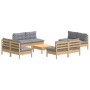 Garden furniture set 9 pieces and gray pine wood cushions by , Garden sets - Ref: Foro24-3096045, Price: 667,99 €, Discount: %