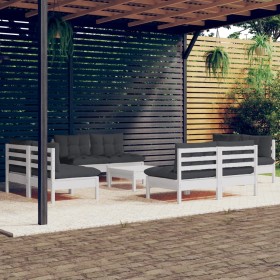 Garden furniture 9 pieces with anthracite pine wood cushions by , Garden sets - Ref: Foro24-3096047, Price: 769,57 €, Discoun...