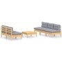 6-piece garden furniture set with gray pine wood cushions by , Garden sets - Ref: Foro24-3096087, Price: 478,13 €, Discount: %