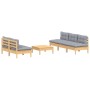 6-piece garden furniture set with gray pine wood cushions by , Garden sets - Ref: Foro24-3096087, Price: 478,13 €, Discount: %