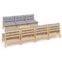 Garden furniture set 8 pieces and gray pine wood cushions by , Garden sets - Ref: Foro24-3096135, Price: 671,09 €, Discount: %