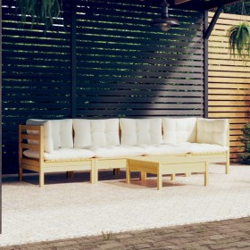 Garden furniture 5 pieces and cushions solid cream pine wood by , Garden sets - Ref: Foro24-3096154, Price: 363,99 €, Discoun...