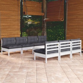 Garden furniture 8 pieces with anthracite pine wood cushions by , Garden sets - Ref: Foro24-3096137, Price: 681,16 €, Discoun...