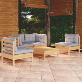 5-teiliges Gartenmöbel-Set mit Kissen aus massivem Kiefernholz von , Gartensets - Ref: Foro24-3096177, Preis: 372,99 €, Rabat...