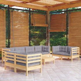 Garden furniture set 9 pieces and cushions solid pine wood by , Garden sets - Ref: Foro24-3096273, Price: 730,68 €, Discount: %