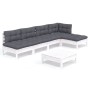 Garden furniture 6 pieces with white pine wood cushions by , Garden sets - Ref: Foro24-3096341, Price: 488,10 €, Discount: %