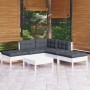 Garden furniture 6 pieces with white pine wood cushions by , Garden sets - Ref: Foro24-3096317, Price: 458,67 €, Discount: %