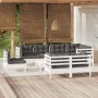 Muebles de jardín 9 pzas con cojines blanco madera maciza pino de , Conjuntos de jardín - Ref: Foro24-3096521, Precio: 770,71...