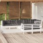 Muebles de jardín 9 pzas con cojines blanco madera maciza pino de , Conjuntos de jardín - Ref: Foro24-3096509, Precio: 770,71...