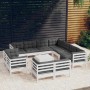 Garden furniture 12 pieces with white cushions solid pine wood by , Garden sets - Ref: Foro24-3096942, Price: 1,00 €, Discoun...