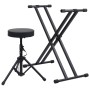 Keyboard stand set with double reinforcement and black stool by vidaXL, Benches and stools - Ref: Foro24-70096, Price: 76,34 ...