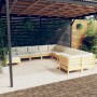 Garden furniture 11 pieces and cream pine wood cushions by , Garden sets - Ref: Foro24-3097055, Price: 812,10 €, Discount: %