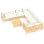 Garden furniture 9 pieces and cream pine wood cushions by , Garden sets - Ref: Foro24-3096977, Price: 687,66 €, Discount: %