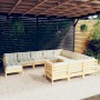 Garden furniture 11 pieces and cream pine wood cushions by , Garden sets - Ref: Foro24-3097043, Price: 812,10 €, Discount: %