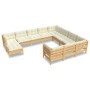 Garden furniture 11 pieces and cream pine wood cushions by , Garden sets - Ref: Foro24-3097043, Price: 812,10 €, Discount: %